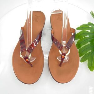 FitFlop Hoopla Tortoiseshell Women's Size 9 Brown Slip On Sandals